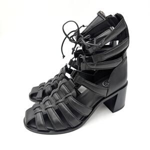 Ash Juvia Lace-Up Gladiator Sandals Back Zip Women's Black Size US9.5-10 EU40